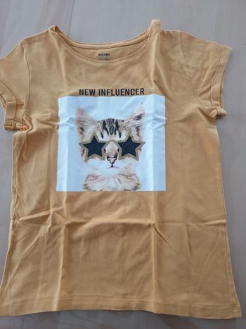 T-shirt fille 10 ans jaune chat