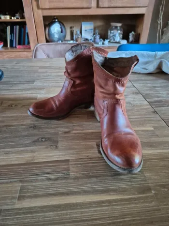 Bottines cuir cognac 36