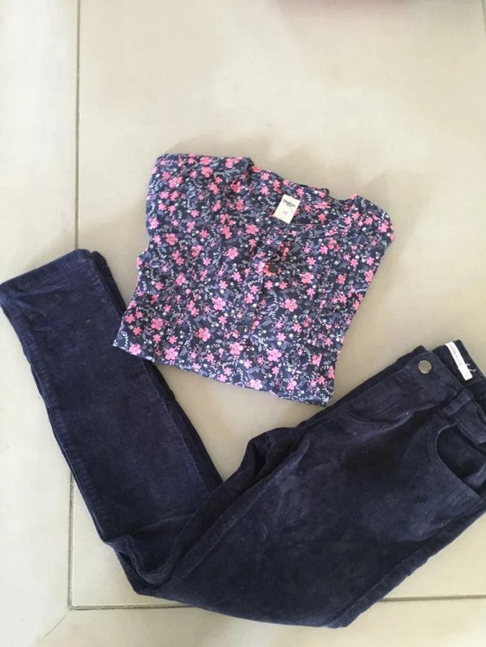 Pantalon velours côtelé bleu marine pailleté Monoprix Kids - photo numéro 5