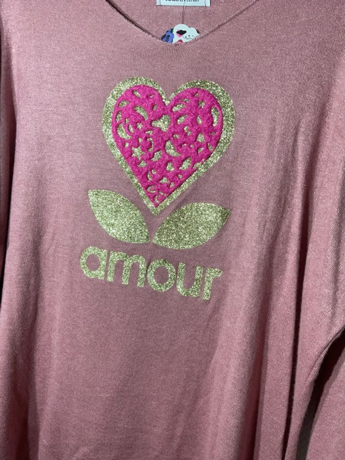 Pull « amour » femme taille unique (40-46)- just me - neuf avec étiquette - photo numéro 2