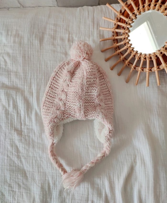 Bonnet péruvien torsadé rose