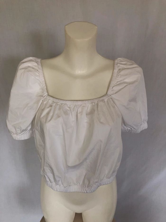 Haut manches courtes crop blanc H&M taille 42 très bon état - photo numéro 4