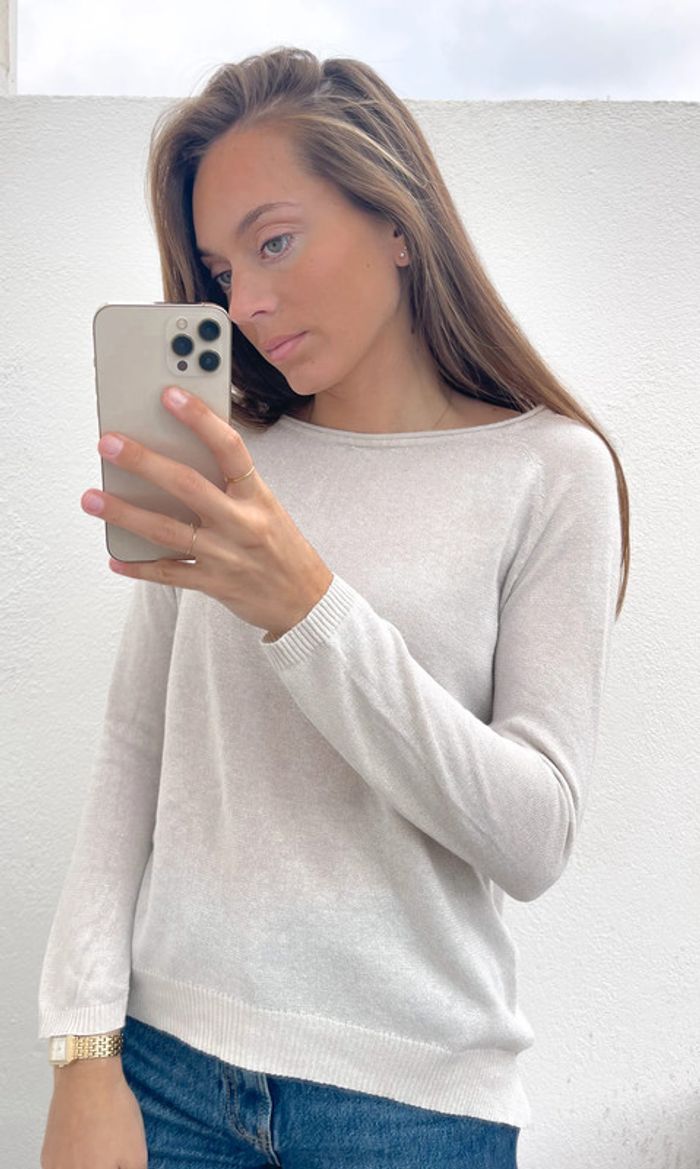 Pull beige pailleté - photo numéro 4