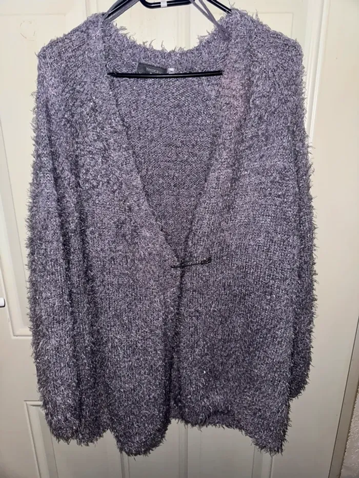 Veste en pilou avec lurex argenté taille XL