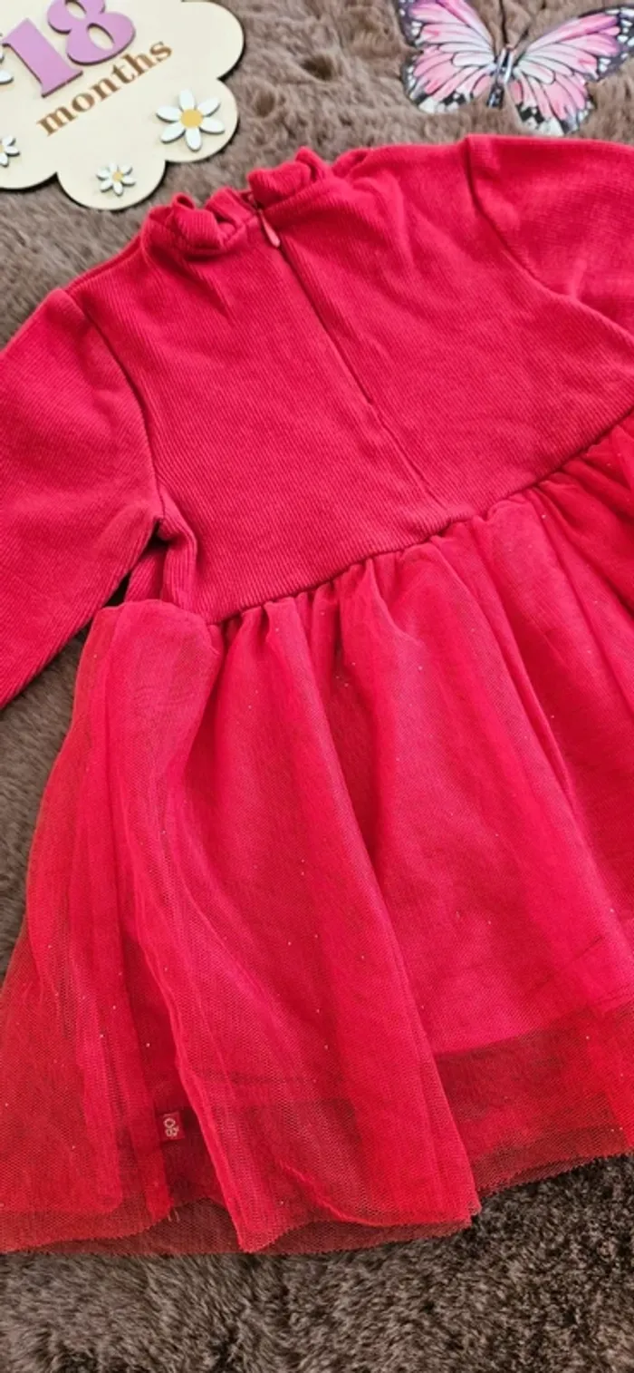 Robe rouge tulle brillante  18 mois fille - photo numéro 3