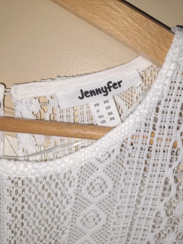 Haut blanc femme doublé dentelle ajourée Jennyfer XS Tbe épaules dénudées - photo numéro 4