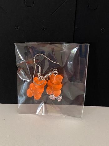 Boucles d’oreilles nounours orange idée cadeau de Noël