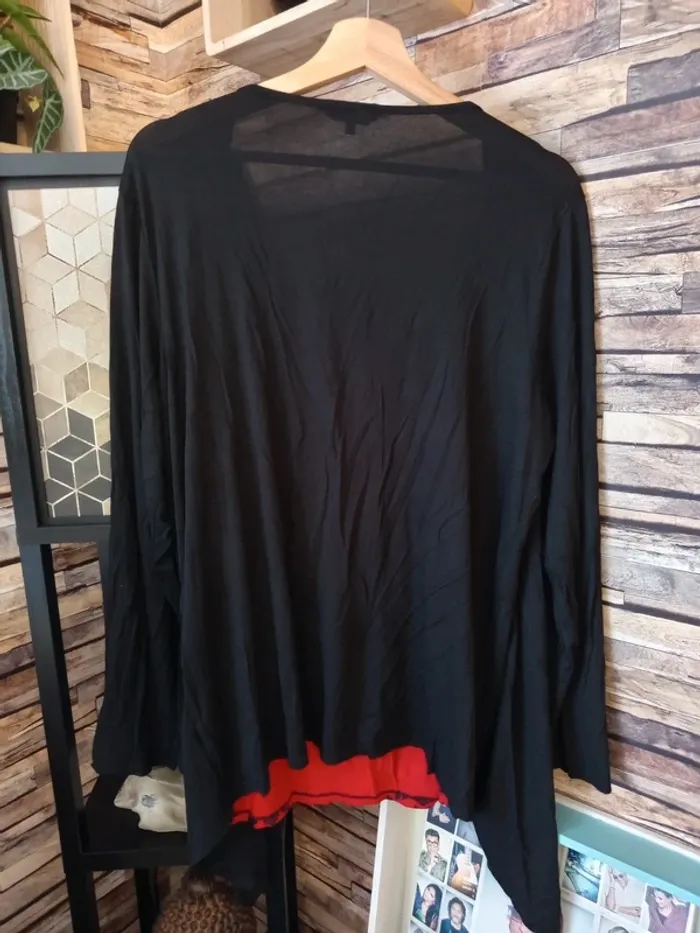 Tshirt avec effet gilet noir et rouge etam - photo numéro 7