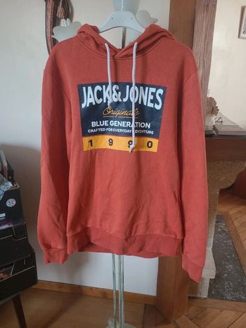 sweat à capuche jack & jones orangé taille S/M