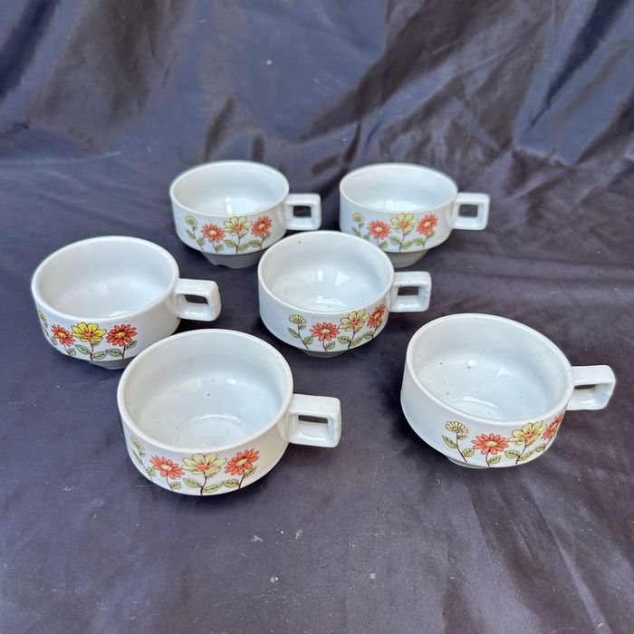 6 tasses à café en grès vintage bergère de France - photo numéro 5