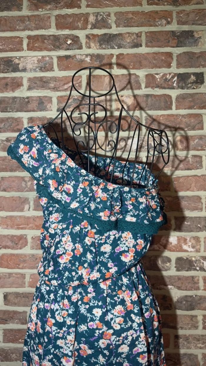 Robe verte à fleurs une épaule pimkie taille S/36 - photo numéro 9
