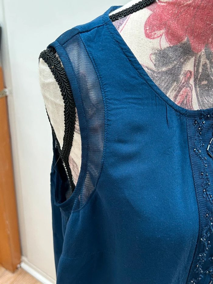 Débardeur bleu marine avec perles En viscose promod 38 - photo numéro 2