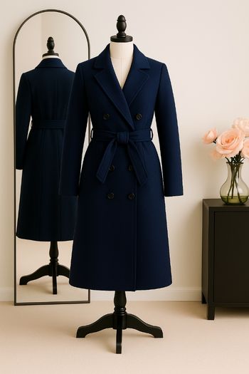 Manteau en laine  à boutons marine