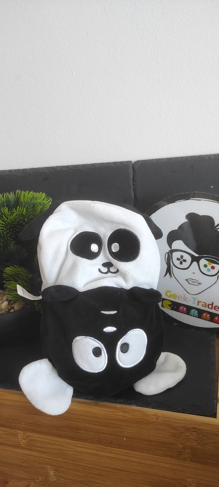 peluche Souris Panda reversible émotion tema sbabam blanc noir Marron Cat Plush