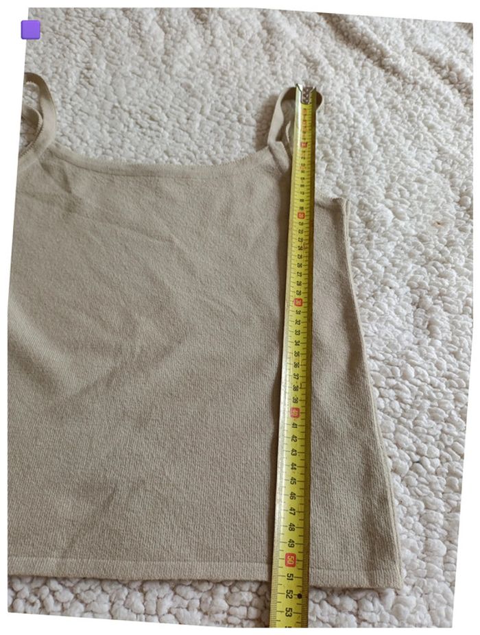 Crop top beige côtelé Sud Express - T2 - style minimal Y2K - photo numéro 3