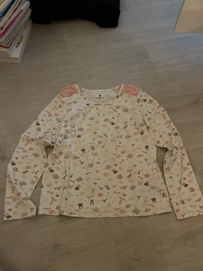 T-shirt manche longue dessin scolaire Cyrillus 10 ans fille