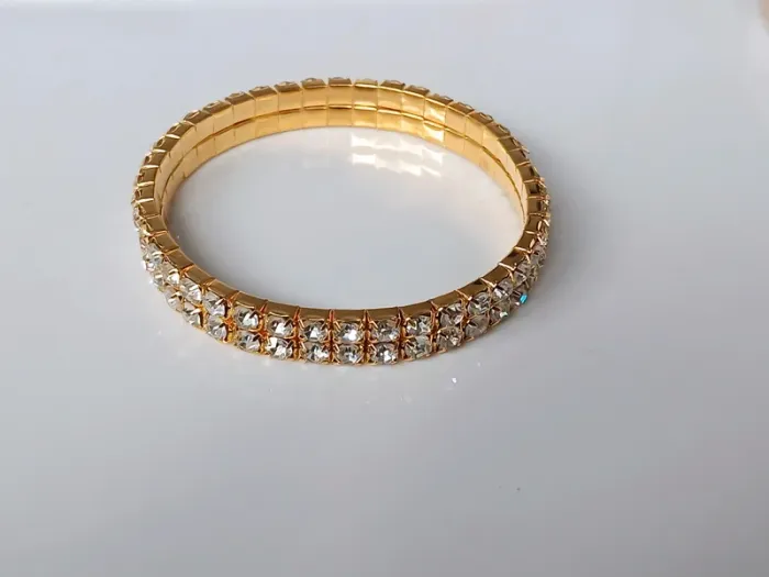Bracelet double rang doré brillant – strass étincelants  tendance chic - photo numéro 5