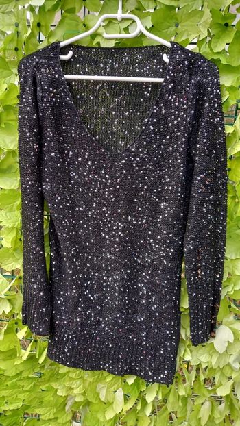 Pull long de soirée noir argenter Taille : 40