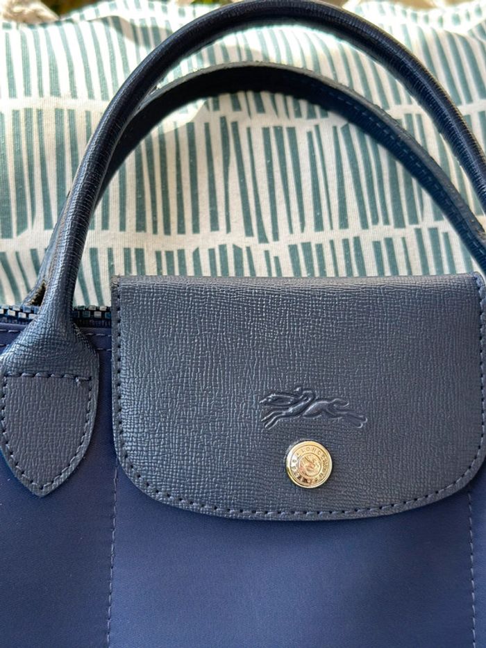 Sac Longchamp bleu marine toile et cuir - photo numéro 2