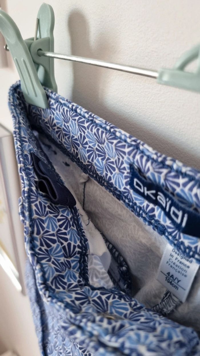 Short bleu okaidi chino taille 4ans neuf ceinture ajustable - photo numéro 7