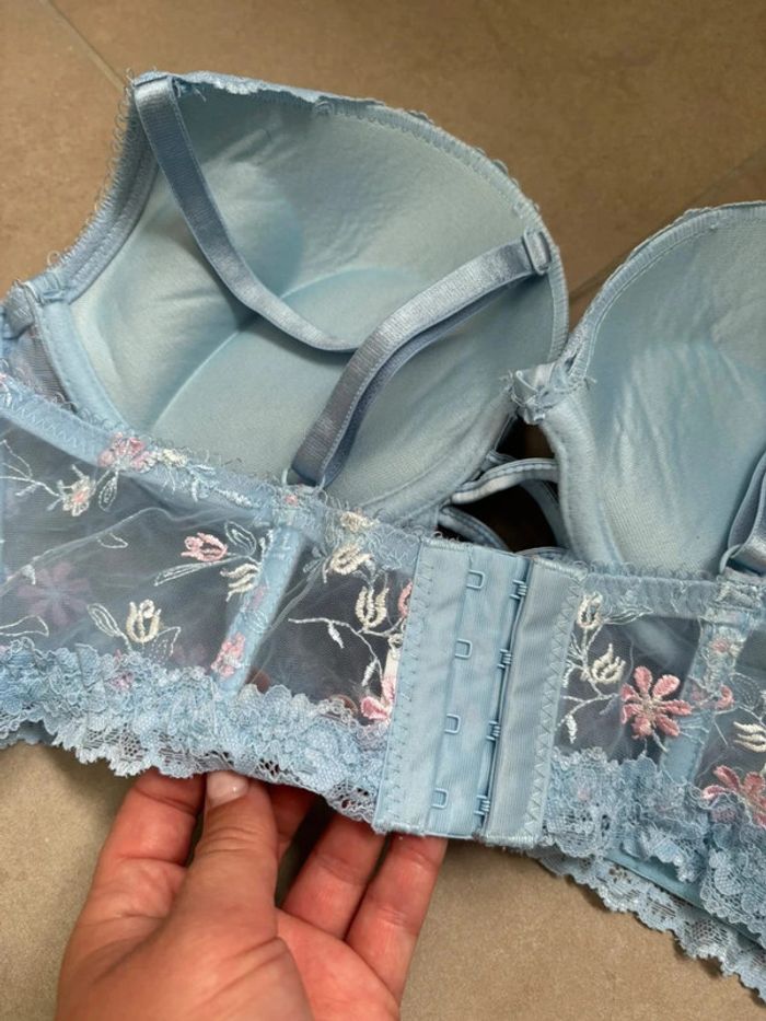 soutien gorge bleu dentelle 90B - photo numéro 3