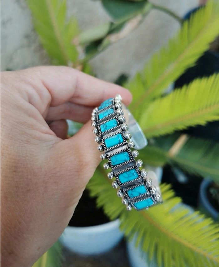 A36 bracelet jonc turquoise bohème ajustable tendance - photo numéro 3