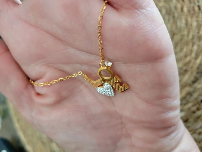Collier love, cœur en zirconiums acier - photo numéro 7