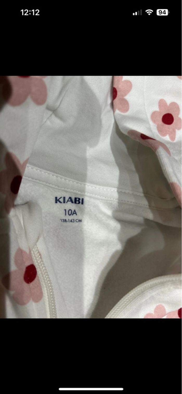 Veste à zip chaude à capuche blanche marguerite rouge 10 ans