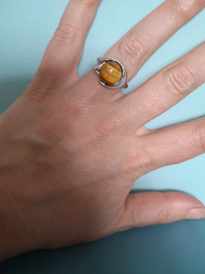 Bague Œil de tigre - Taille 17 - photo numéro 5
