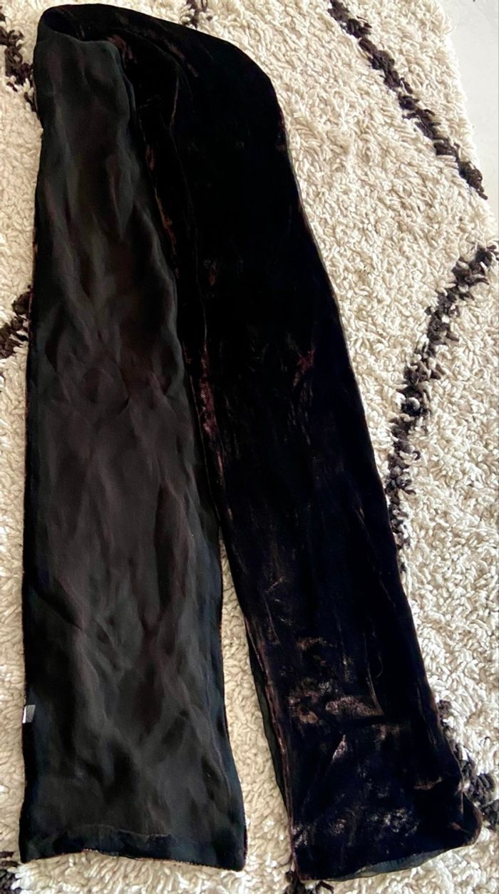 Echarpe velours couleur marron noir - photo numéro 1