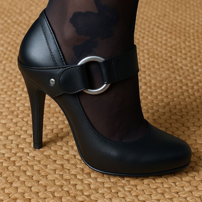Escarpins noirs à talons hauts 11 cm petit compensé de 2 cm - style moderne - photo numéro 2