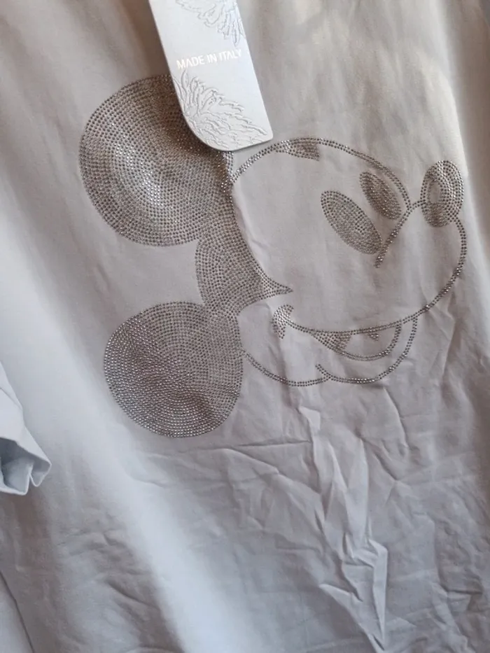 Tee shirt grande taille, tête Mickey argentée - photo numéro 3