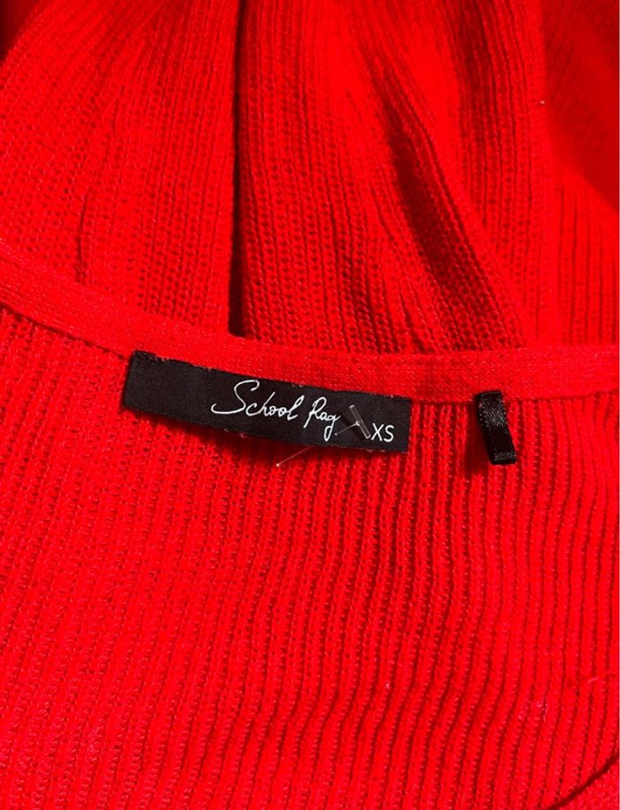 Pull rouge corail coton School Rag XS 34 - photo numéro 4