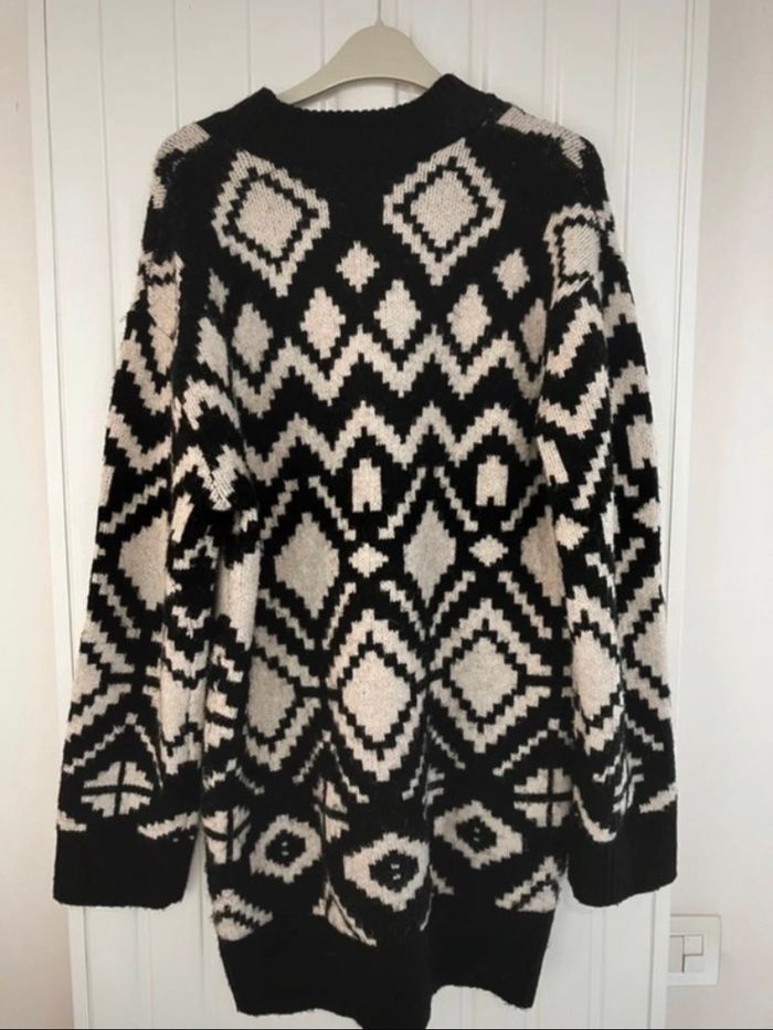 Robe pull noir et blanc à motifs - photo numéro 2