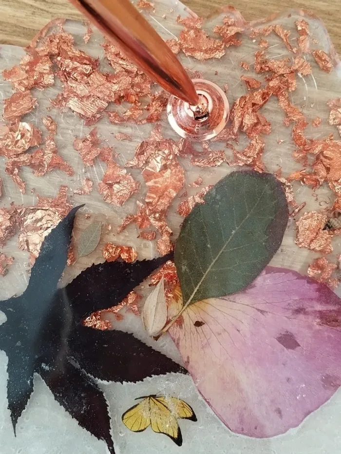 idée cadeau grand porte-stylo en résine coquillages et fleurs séchées abr018 - photo numéro 8