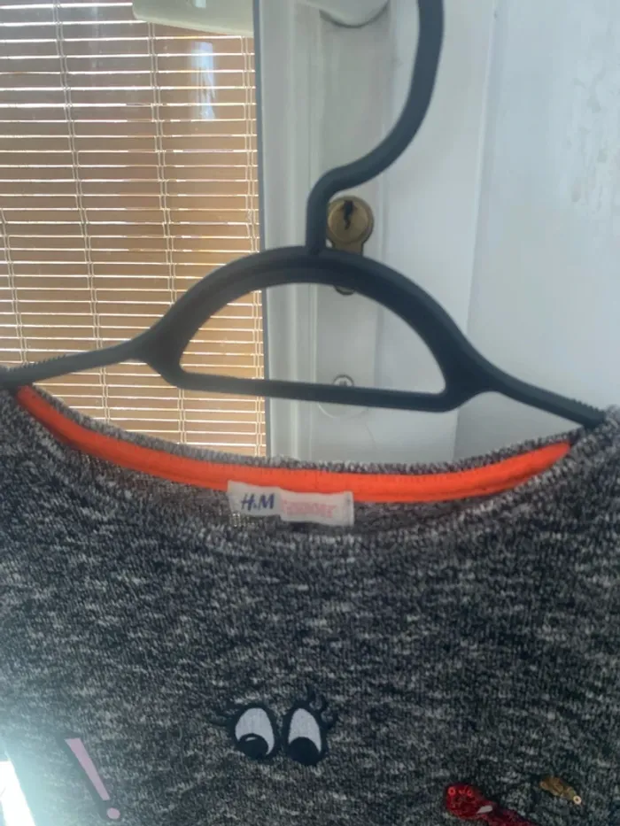 Sweat H&M gris chiné manches longues - photo numéro 3