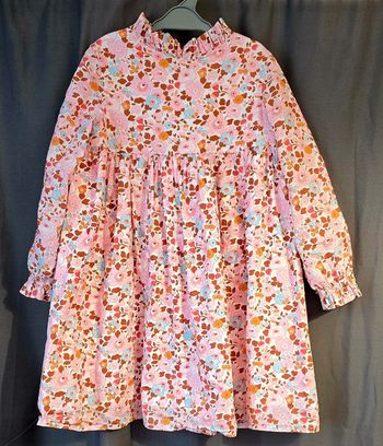 Robe en liberty betsy écureuil, doublée, 5 ans, créatrice 4 pommes