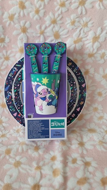 Set repas bébé enfant stitch angel neuf assiette bol couverts