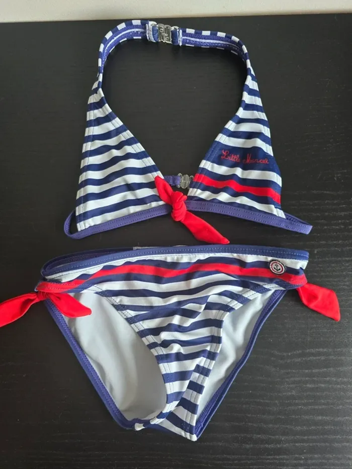 maillot de bain bleu et rouge Little marcel
