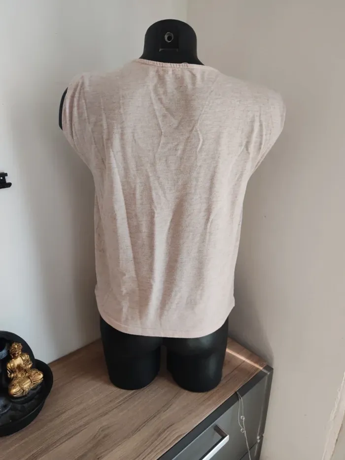 T shirt camaïeu rose clair effet pailleté - photo numéro 3