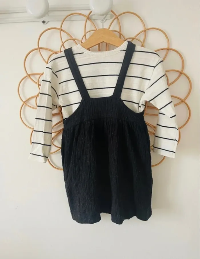 Ensemble salopette robe et pull marinière Zara - photo numéro 4