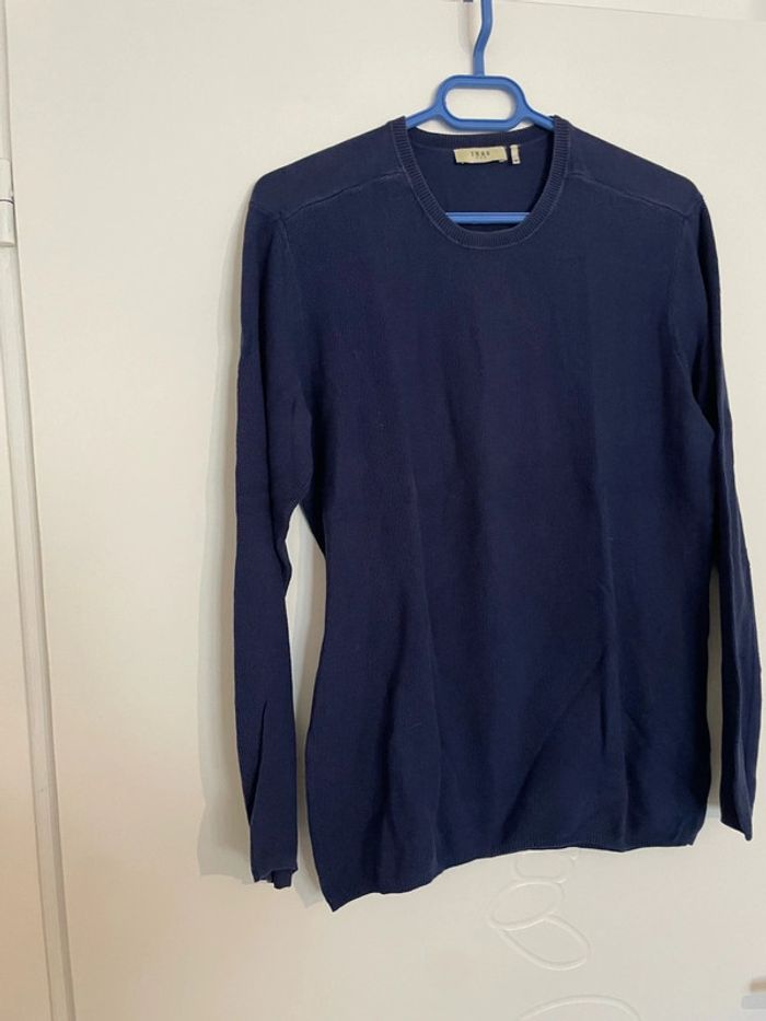 Pull homme à manches longues extensible bleu marine col rond IKKS taille M - photo numéro 2