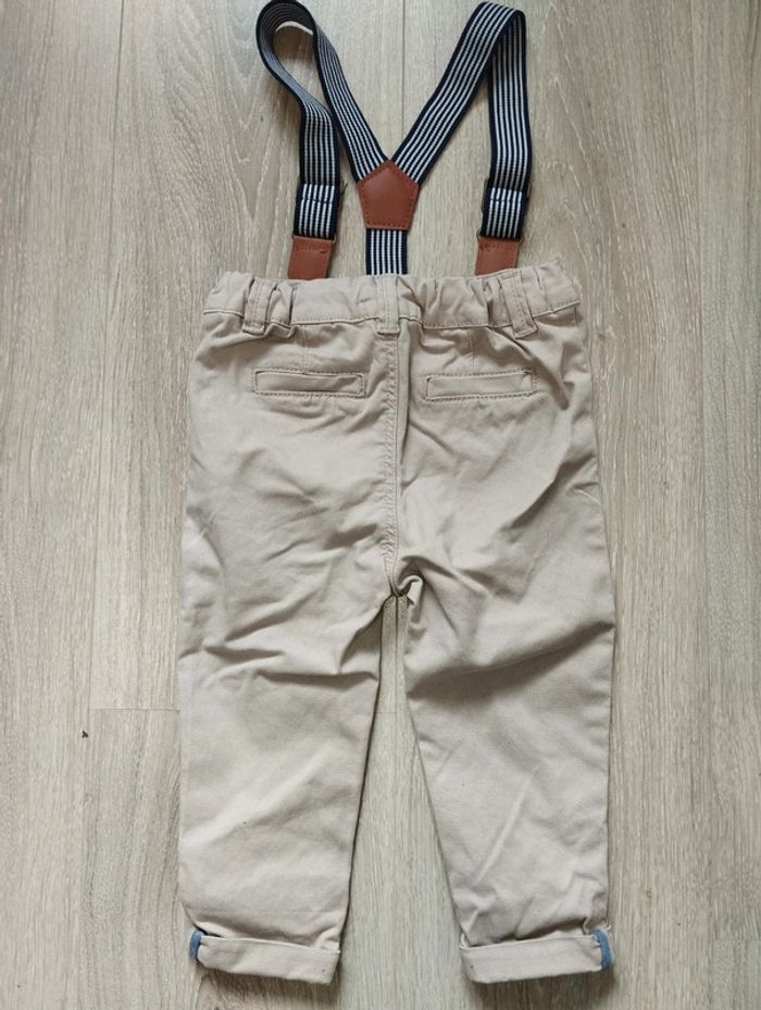 Jean beige avec bretelles réglable largeur hauteur garçon 12 mois In Extenso - photo numéro 5