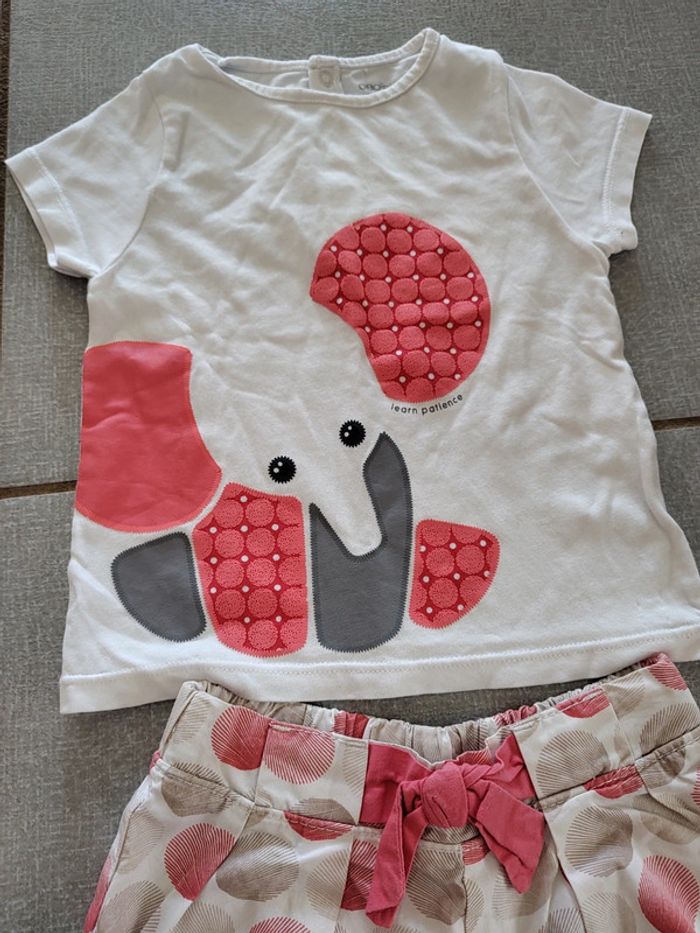 Ensemble t-shirt éléphant short Obaibi T.18 M - photo numéro 3