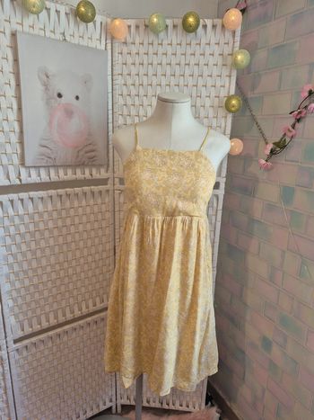 💕Jolie Robe d'été jaune à motif BZB - Bretelles fines - femme TS/ 36 💕