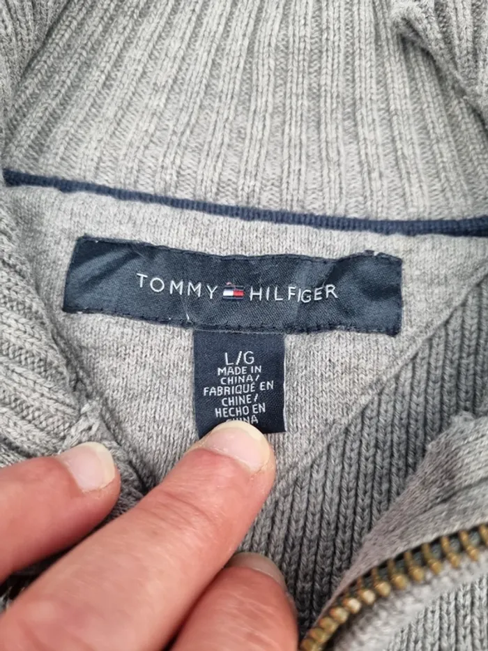 Veste zippée Tommy Hilfiger grise, L Hommes (mesures en photos) - photo numéro 8
