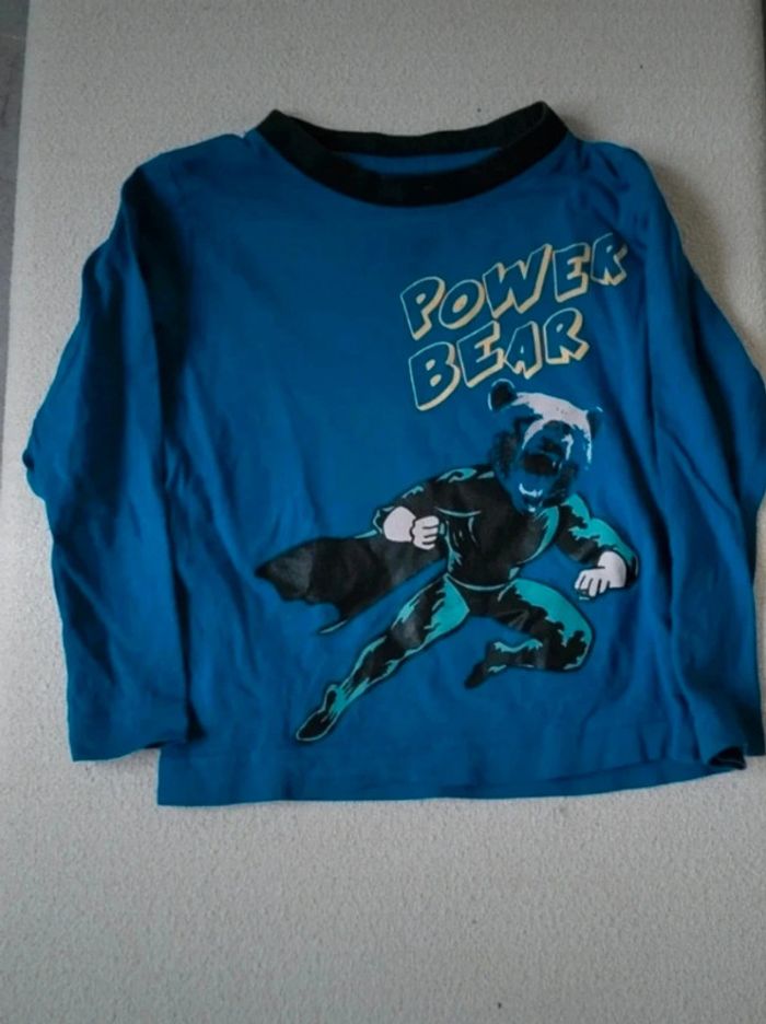 T-shirt manches longues garçon bleu 2 ans