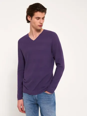 Pull Derved Col V Violet Homme Taille S Neuf