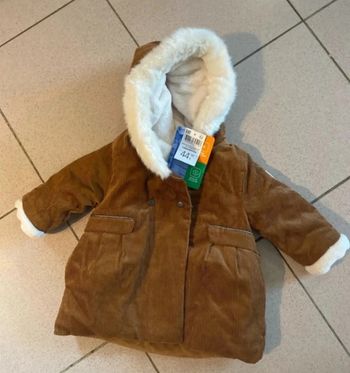 Manteau doudoune en velours Obaibi taille 6 mois Neuf val 45e