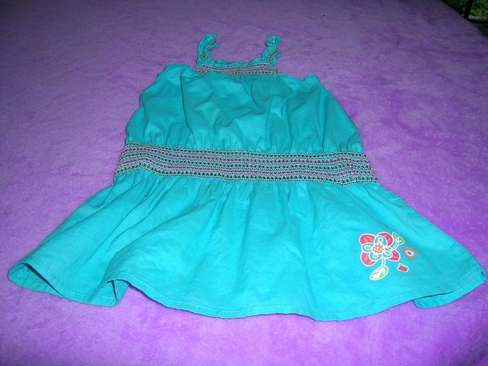 robe bleu à bretelles "okaou" taille 86 cm (2 ans)